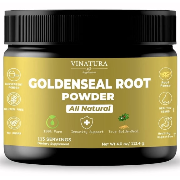 Vinatura Goldenseal Root Powder - 4 oz, 113 Servings, Pure Natural Goldenseal Root Powder Supplement