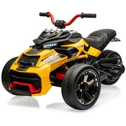 Goldensoil 12V Kids Ride On ATV with Remote, Music/Story Player, LED Lights, High/Low Speed,Yellow
