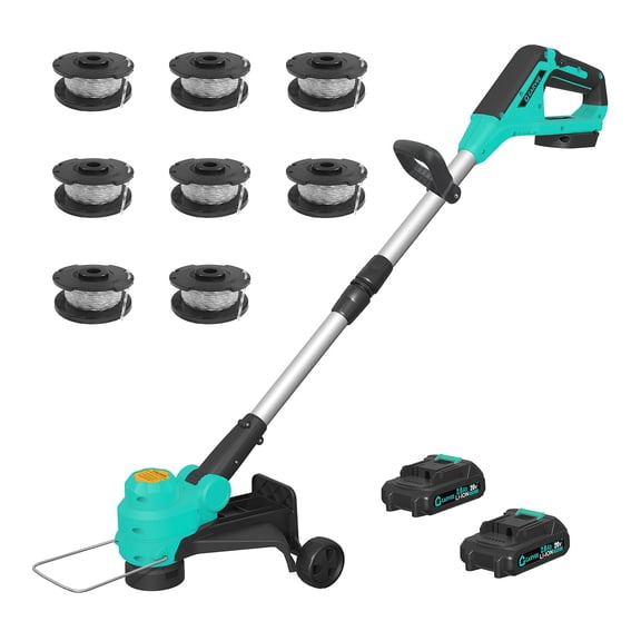 Goldensoil 20V Cordless Weed Wacker 12" 2-in-1 Trimmer & Edger, 2x2.0Ah Batteries, 8 Spools, Blue