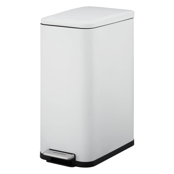 Goldensoil 13.2 Gallon Stainless Steel Step-On Kitchen Trash Can with Removable Inner Bucket, White