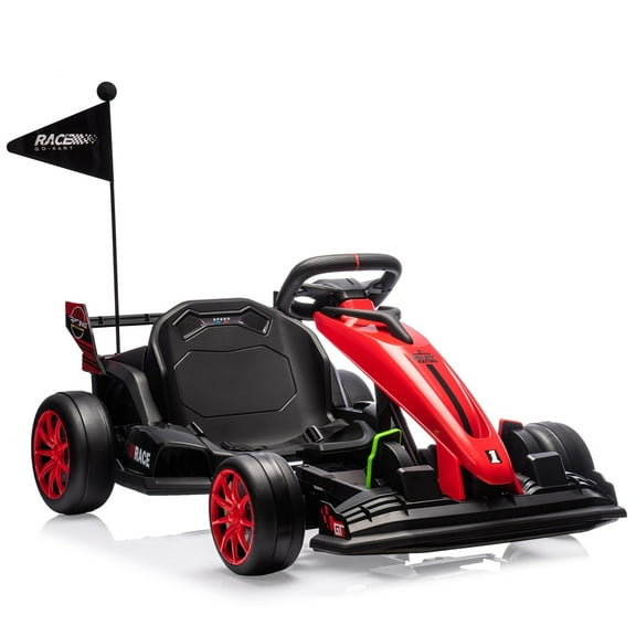 Riedhoff Electric Go Kart, 24V Ride On Toy Drifting Car, Height Range Adjustment 51"to75", Red