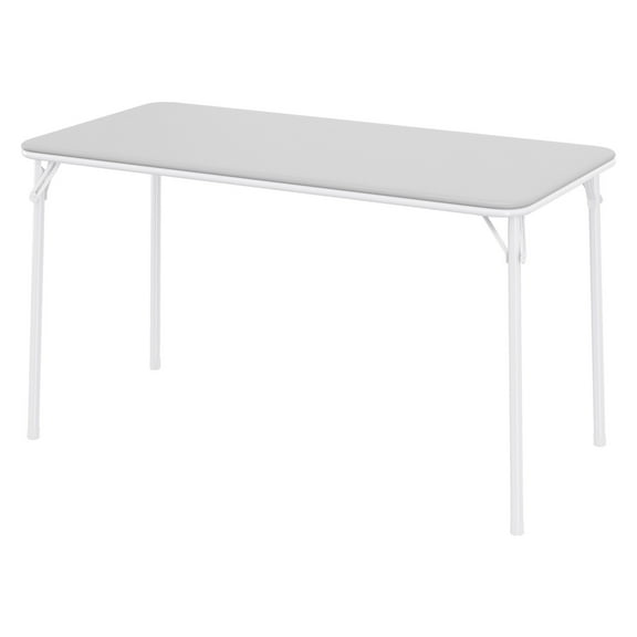 Goldensoil Rectangle Folding Dining Table with Anti-Slip Feet Caps,Vinyl Tabletop,Metal Frame,Gray