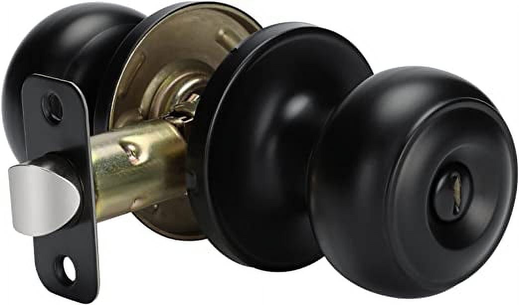 Goldenwarm 1 Pack Matte Black Interior Door Knobs, Keyless Privacy