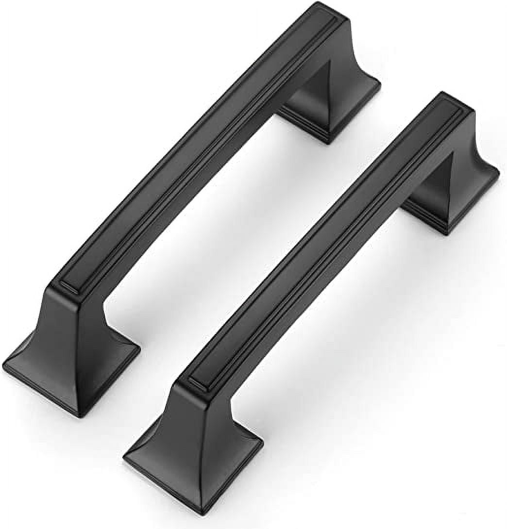 Goldenwarm 10 Pack 3inch Black Drawer Pulls Brushed Gold Cabinet Pulls, Matte Black Cabinet Handles Brass Drawer Pulls Vintage, Square Dresser Handles Solid Kitchen Cabinet Handles