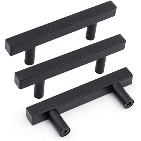 Goldenwarm 10 Pack Black Cabinet Pulls 2-1/2inch Hole Centers Kitchen Hardware Cabinet Handles for Drawer Dresser