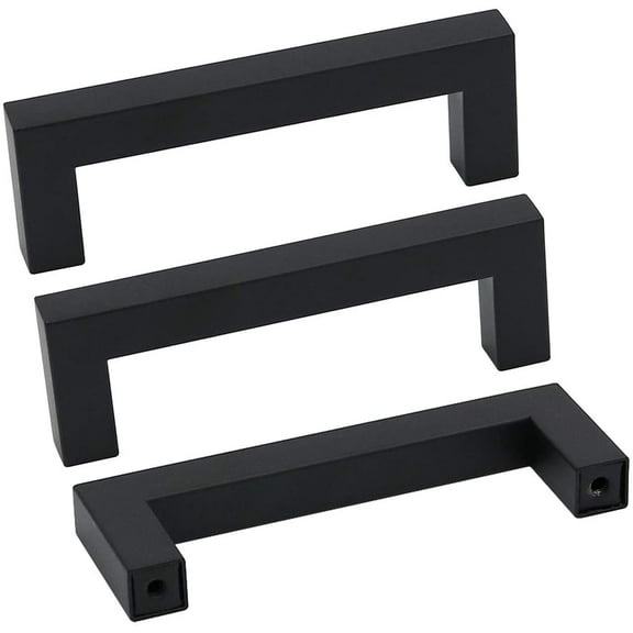 Goldenwarm 10 Pack Black Square Bar Cabinet Pull Drawer Handle Stainless Steel Modern Hardware for Kitchen Bathroom Cabinets Cupboard,Center to Center 3in (76mm) Modern Matte Black Drawer Pulls 10 3 Inch Hole Centers