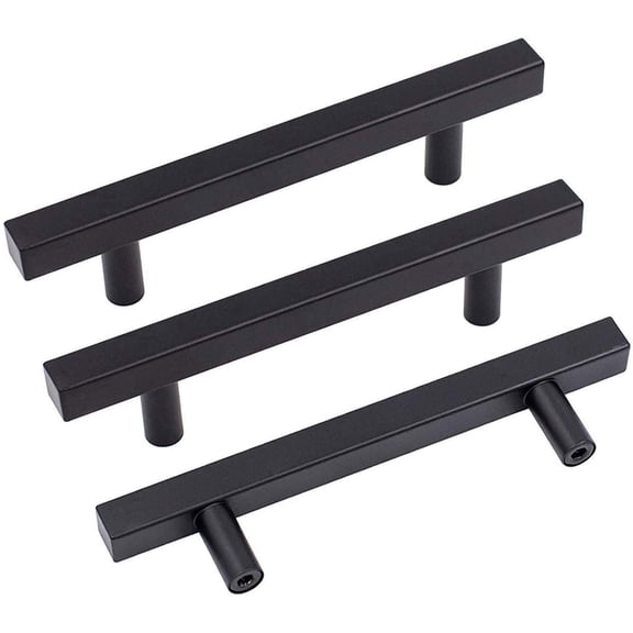 Goldenwarm 10 Pack Black Square Kitchen Cabinet Handles ‎Stainless Steel 5inch Hole Centers Cabinet Hardware