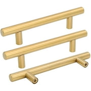 Goldenwarm 10 Pack Brushed Brass Cabinet Pulls Cupboard Handles Gold Dresser Drawer Handles Kitchen Cabinet Hardware 3-3/4inch Hole Centers