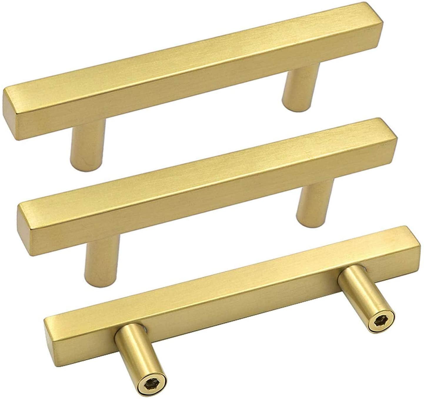 Goldenwarm 10 Pack Cabinet Pulls Brushed Gold Kitchen Cabinet Drawer ...