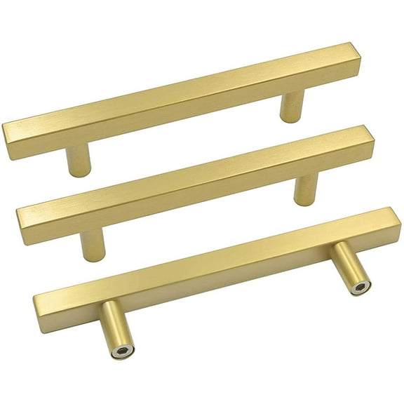 Goldenwarm 10 Pack Gold Cabinet Furniture Pulls Kitchen Hardware Square Door Handles 6-1/4 Inch Hole Centers