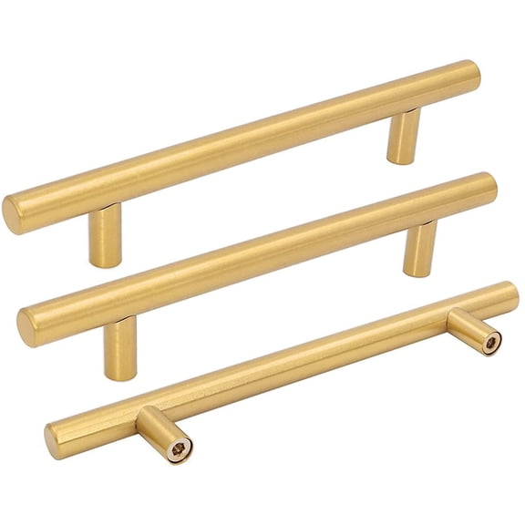 Goldenwarm 10 Pack Kitchen Cabinet Handles Brushed Brass Gold Hardware Drawer Pulls 5inch Hole Centers