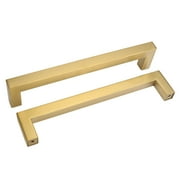 Goldenwarm 10 Pack Square Brass Pulls Kitchen Cabinet Hardware Gold Drawer Pulls Cabinet Pulls Brushed Brass 7-1/2inch Hole Centers