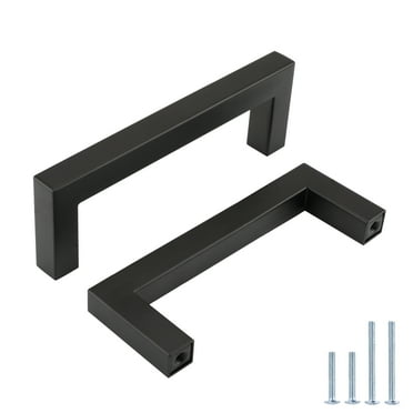 Goldenwarm 10Pack Cabinet Handles Width (10mm) Matte Black Stainless Steel Cabinet Pulls Drawer Pull for Kitchen Door Cabinet Hardware,5in (128mm) Overall Length
