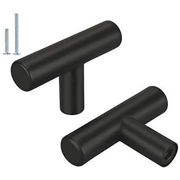 Goldenwarm 15 Pack Kitchen Cabinet Knobs Stainless Steel Single Hole Black Cabinet Hardware 50mm/2in Overall Length