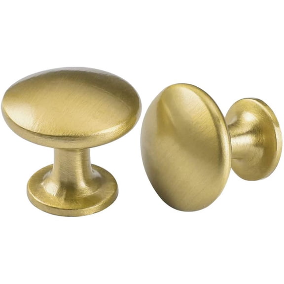 Goldenwarm 15 Pack Round Gold Cabinet Knobs Satin Brushed Brass Drawer Knobs for Kitchen Hardware