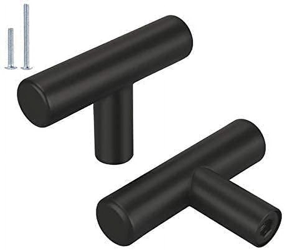 Goldenwarm 25 Pack Black Kitchen Cabinet Knobs Stainless Steel Single Hole Cabinet Hardware 50mm/2in Overall Length