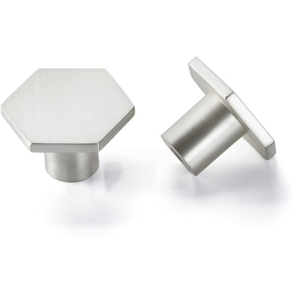 Goldenwarm 25 Pack Brushed Nickel Cabinet Knobs Silver Hexagon Kitchen Door Knobs Modern Dresser Knobs