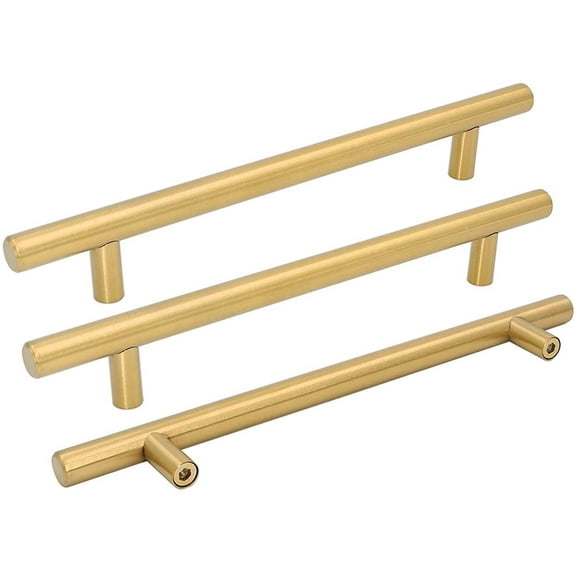 Goldenwarm 25 Pack Kitchen Cabinet Handles Brushed Brass Gold Cupboard Drawer Pulls Dresser Cabinet Door Hardware, 8inch Hole Centers