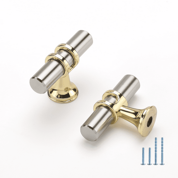 Goldenwarm 25Pack Nickel&Brass Cabinet Knobs Brushed Nickel Drawer Knobs Kitchen Cabinet Hardware