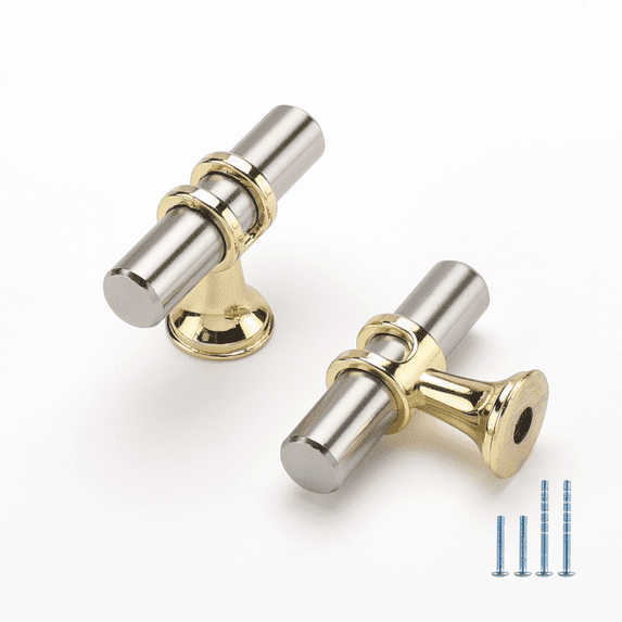 Goldenwarm 25Pack Nickel&Brass Cabinet Knobs Brushed Nickel Drawer Knobs Kitchen Cabinet Hardware