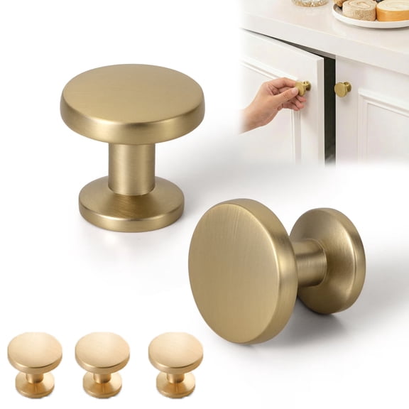 Goldenwarm 5 Pack champagne bronze cabinet knobs, brushed brass cabinet knobs, gold dresser knobs, brass and bronze cabinet knobs, Modern Kitchen Drawer Handles Minimalist Dresser Hardware