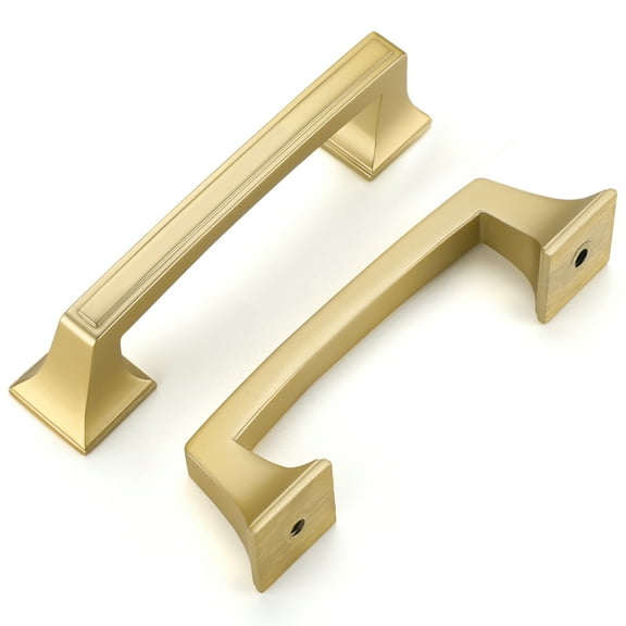 Goldenwarm Brushed Gold Cabinet Pulls 3inch Solid Kitchen Cabinet Handles 10 Pack