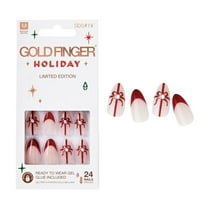 Goldfinger Holiday Limited Edition Nail Kits with Gel Glue, Christmas Art, Multiple Lengths, 6 Holiday Nail Styles, At Home Manicure Press Ons (Holiday Cheer)
