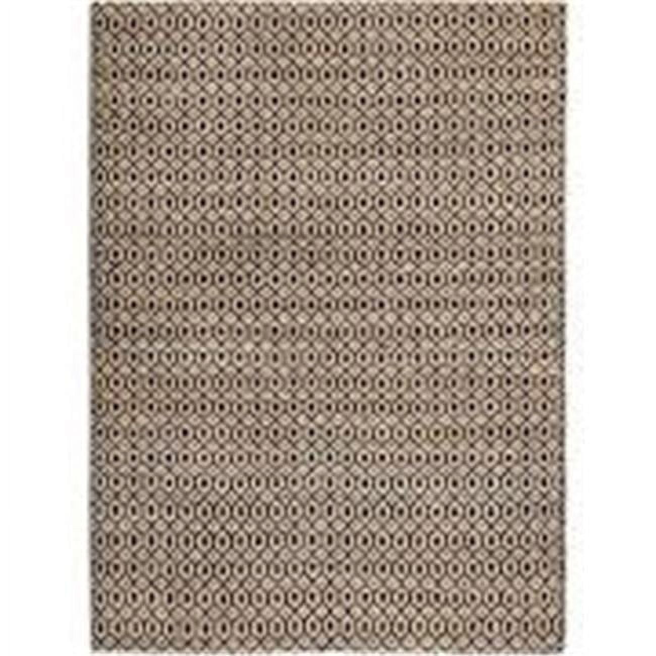 Handwoven Black and Tan Geometric Jute Cotton Rug, 4' x 6'