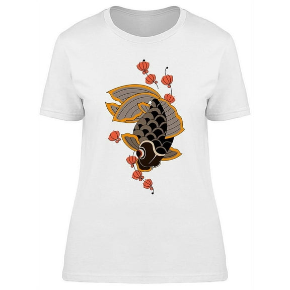 Goldfish And Flowers T-Shirt Women -Image by Shutterstock, Female Medium