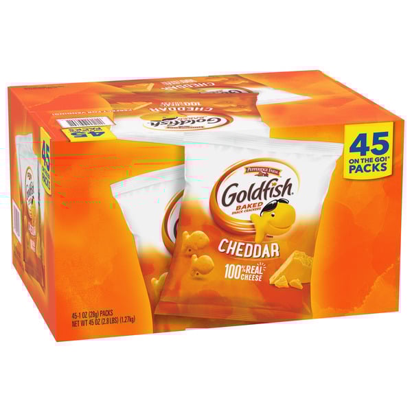 Goldfish Baked Snack Crackers, Cheddar, 1 oz, 45-Count Individually Wrapped Cheddar Snacks