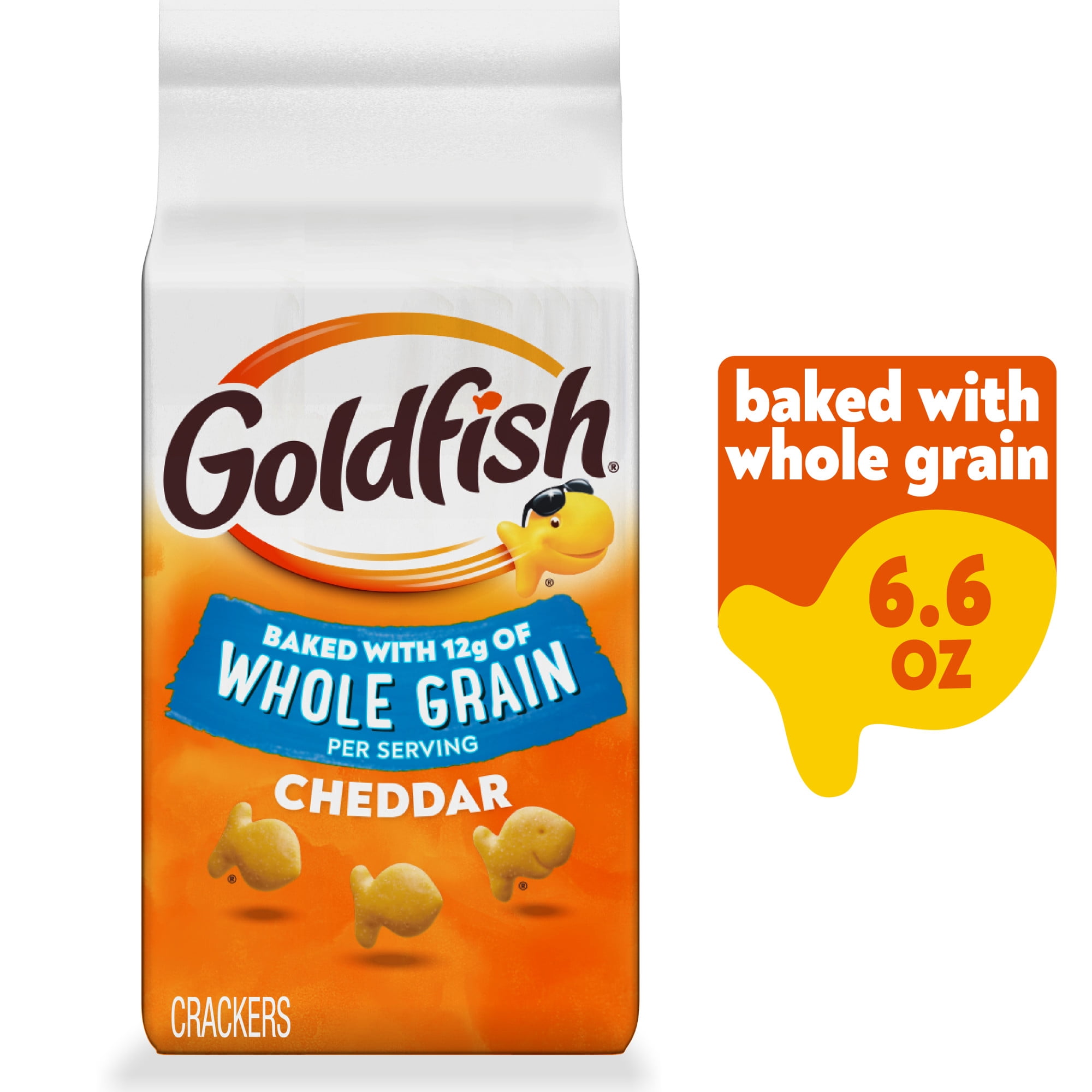 Goldfish, Baked with Whole Grain Cheddar Cheese Crackers, 6.6 oz bag ...