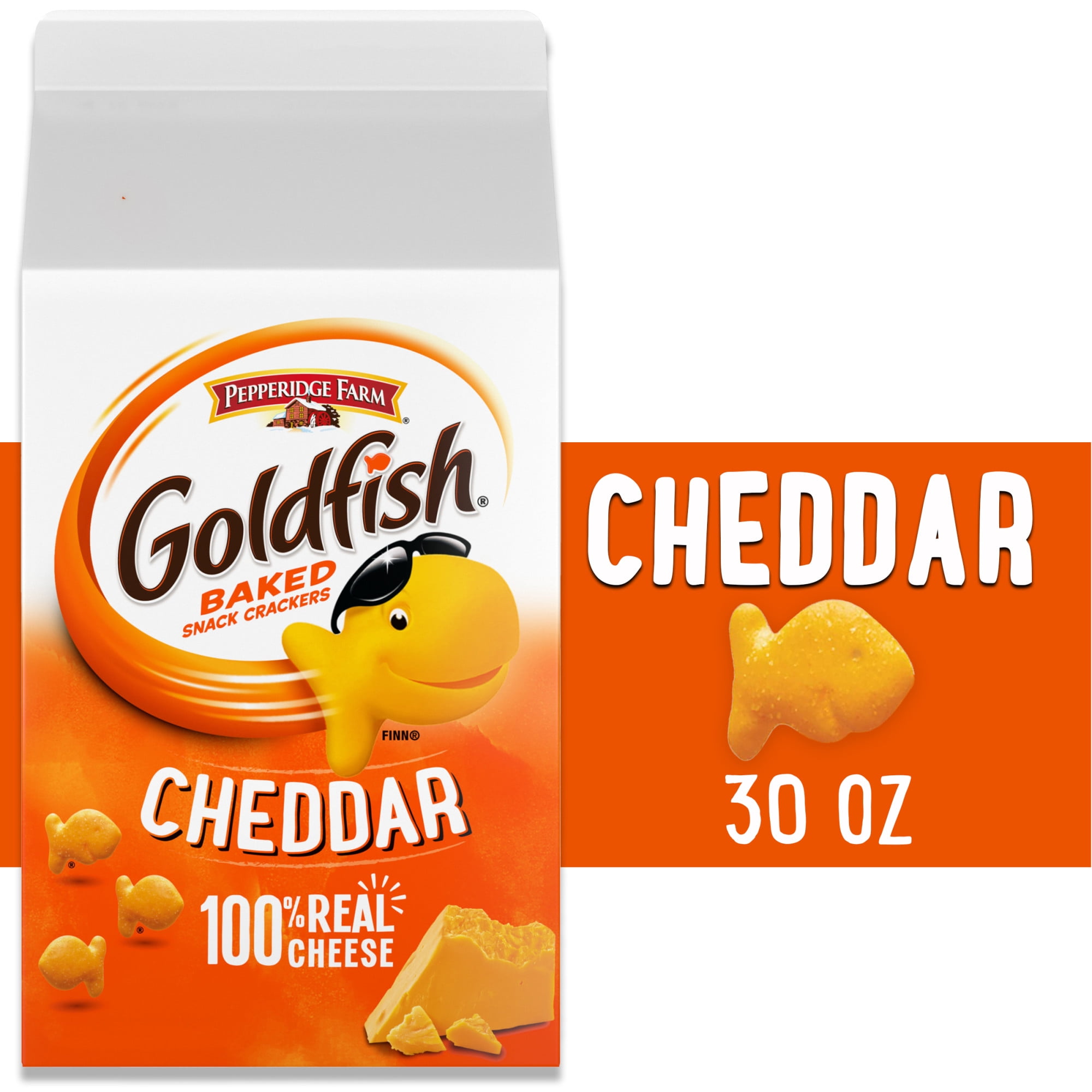 Goldfish Cheddar Cheese Crackers, Baked Snack Crackers, 30 oz Carton - Walmart.com