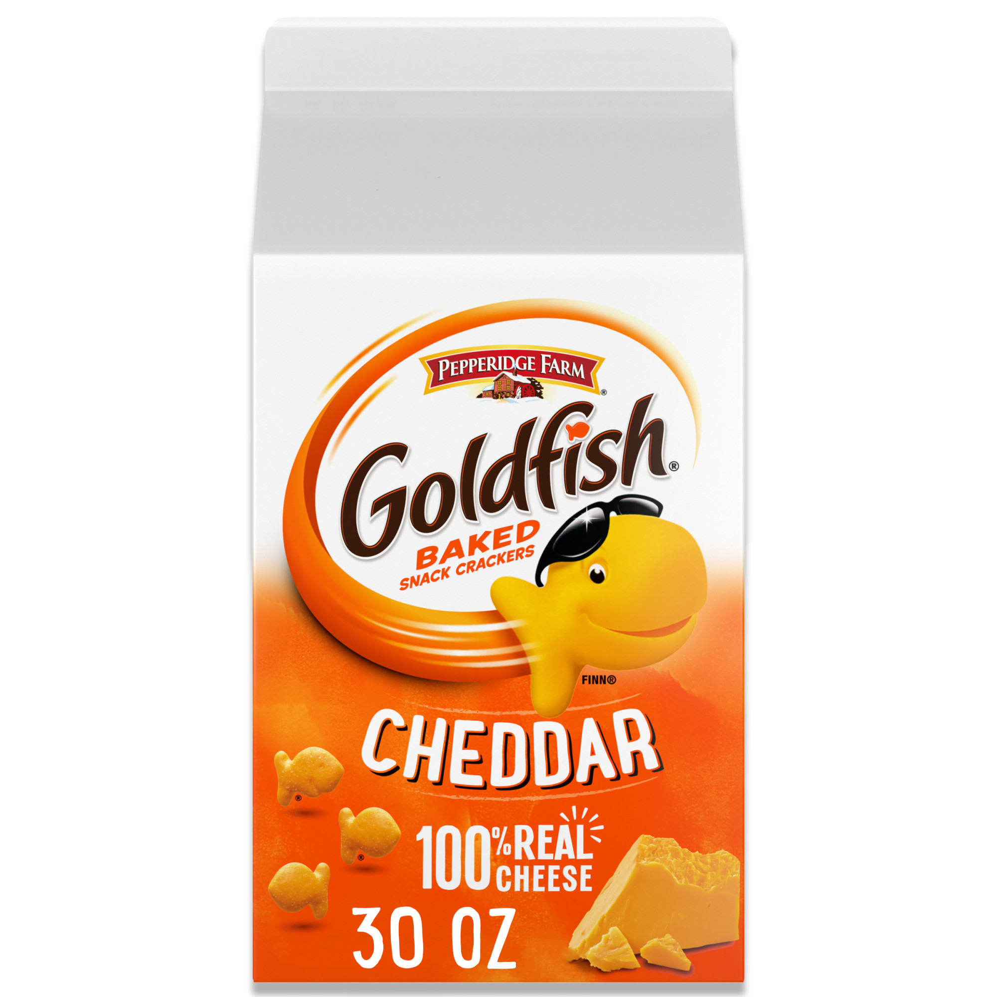Goldfish Cheddar Cheese Crackers, Baked Snack Crackers, 30 oz Carton - image 1 of 11