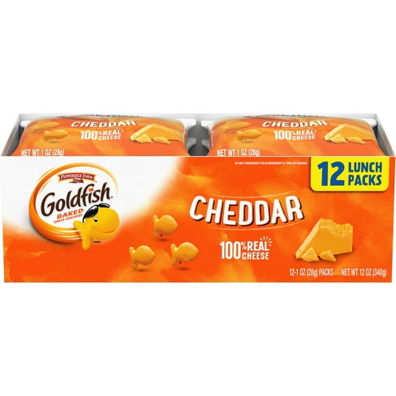 Goldfish Cheddar Cheese Crackers, Snack Packs, 1 oz, 12 CT Multi-Pack Tray
