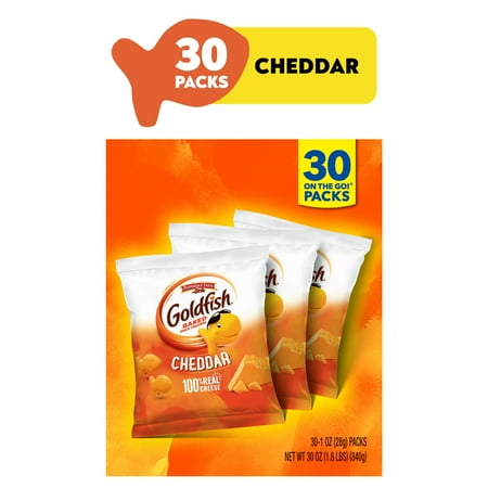 Goldfish Cheddar Crackers, Snack Pack, 1 oz, 30 Count Multi-Pack Box