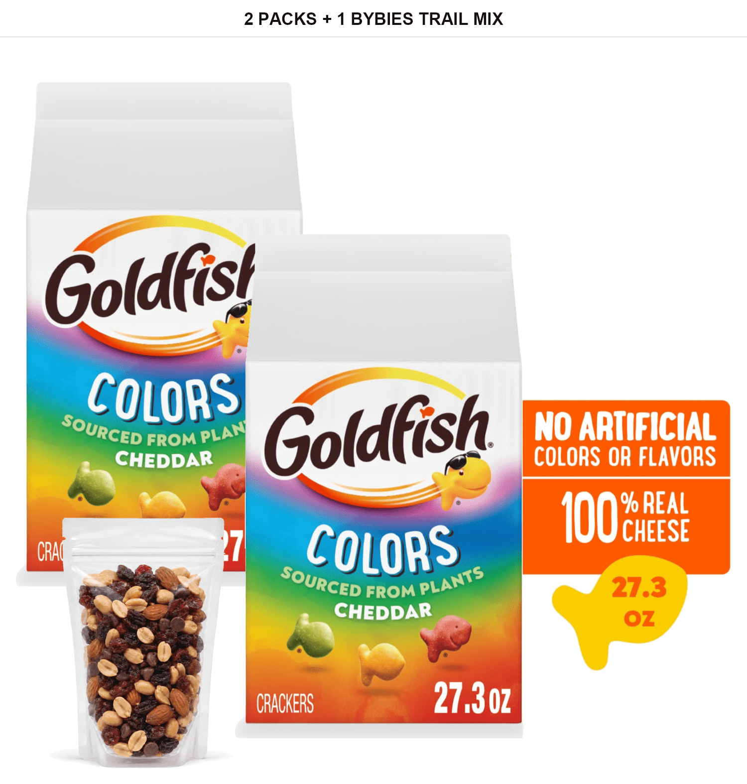 Goldfish Colors Cheddar Cheese Crackers, 2 Cartons, 27.3 oz Each with 1 ...