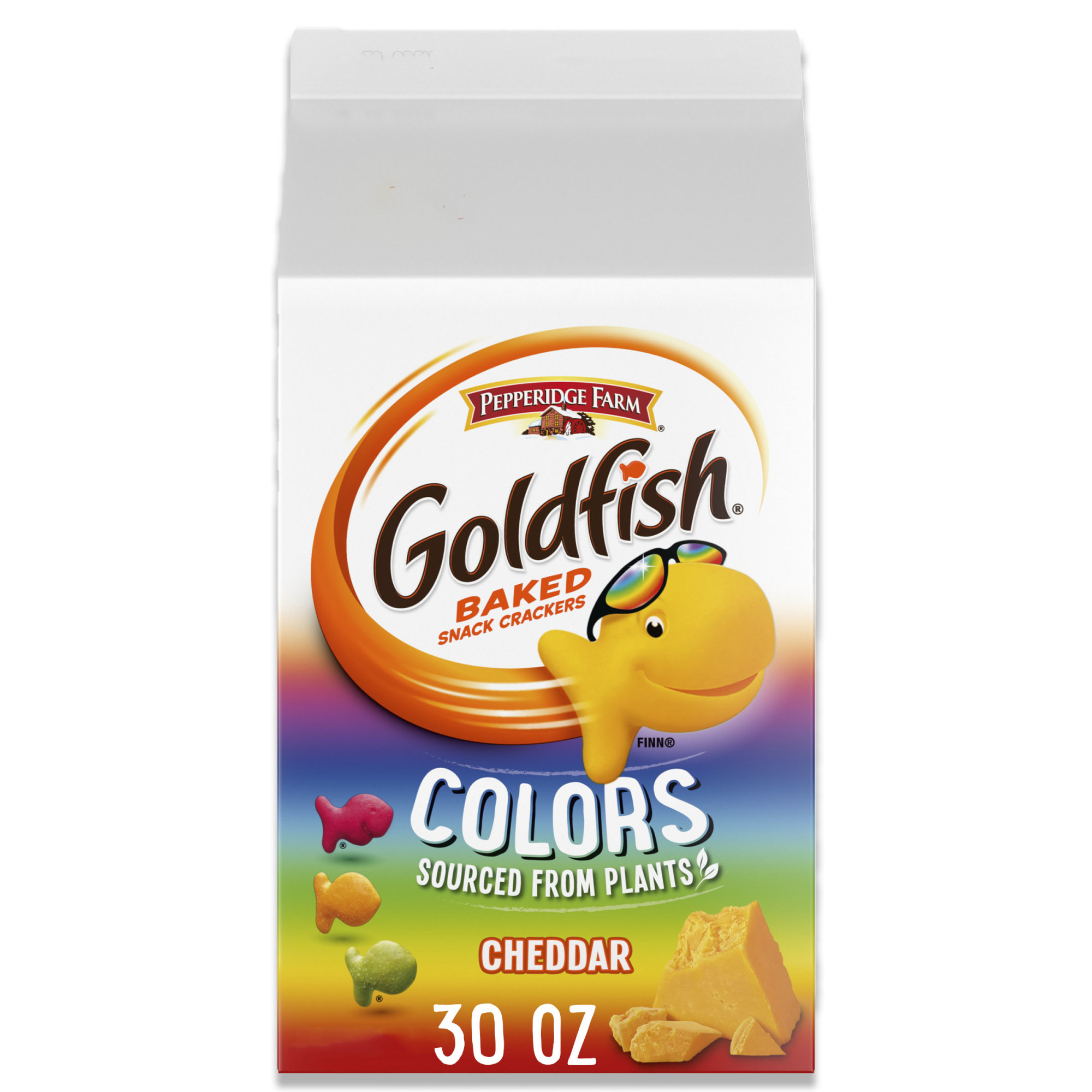 Goldfish Colors Cheddar Cheese Crackers, Baked Snack Crackers, 30 oz Carton - image 1 of 11