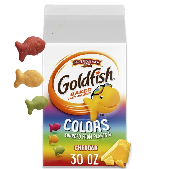 Goldfish Colors Cheddar Cheese Crackers, Baked Snack Crackers, 30 oz Carton