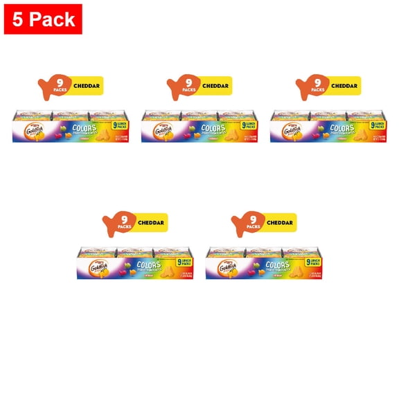 Goldfish Colors Cheddar Cheese Crackers Multipack 9 ct / 0.9 oz - 5 Pack