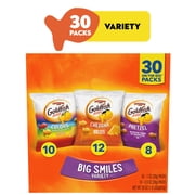 Goldfish Crackers Big Smiles with Cheddar, Colors, and Pretzel Crackers, Snack Pack, 30 Count Variety Pack Box
