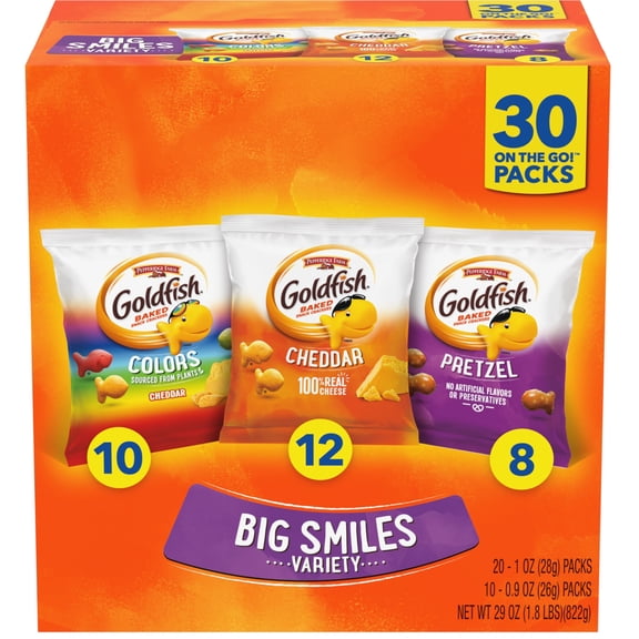 Pepperidge Farm Goldfish Classic Mix Crackers, 29 oz. Variety Pack Box, 30 Count Snack Packs