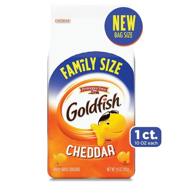 Goldfish Crackers, Cheddar Crackers, Family Size, 10 oz Bag