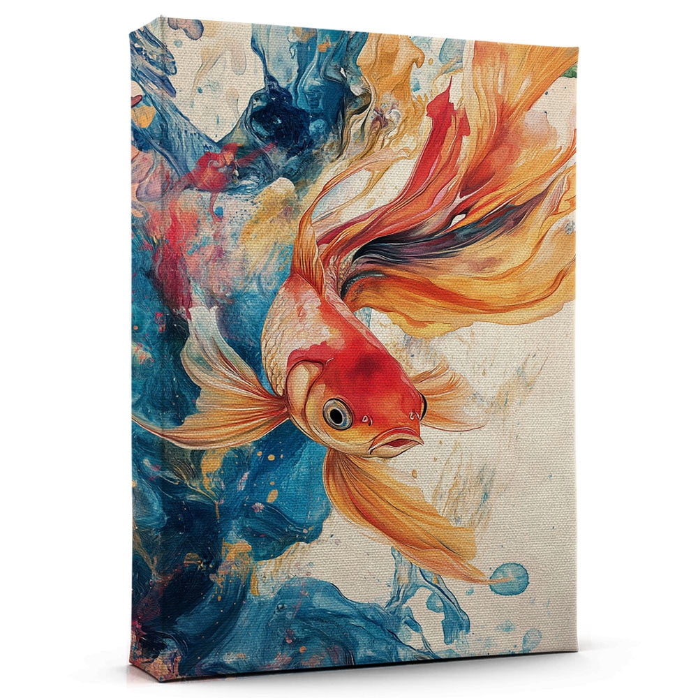 Image showcasing Goldfish Fantail Canvas Wall Art For Bedroom Office Wall Decor Goldfish ...