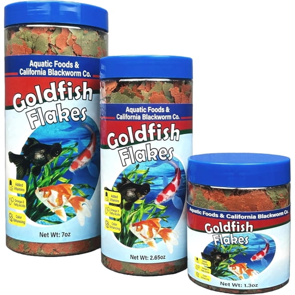 Goldfish Flakes, 42% Protein Premium Goldfish Flakes for Aquarium and Pond Fish. Also Good for Koi, Wafer & Pellet Mix Included 1.3oz Canister