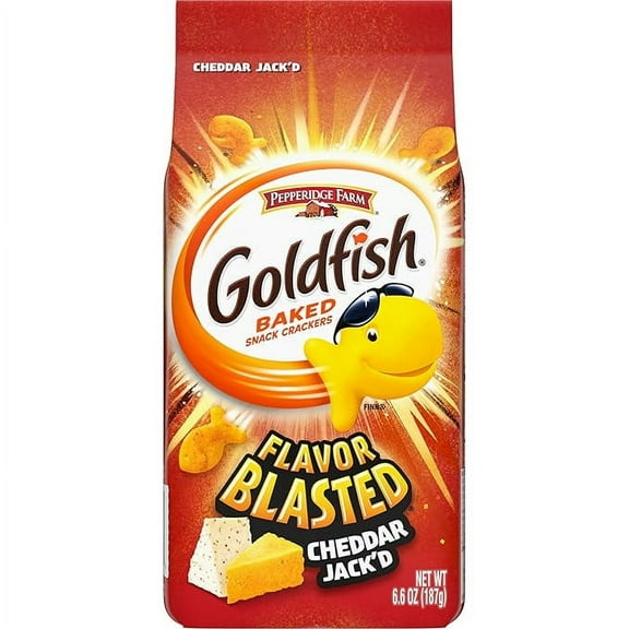 Goldfish Flavor Blasted Cheddar Jack'd Crackers, Snack Crackers, 6.6 oz bag ( Pack of 3 )