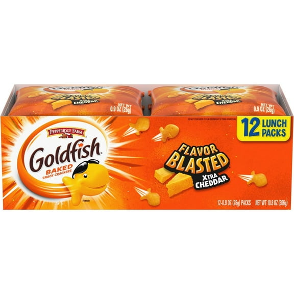 Goldfish Flavor Blasted Crackers Xtra Cheddar Snack Packs - 12ct - Pack of 2