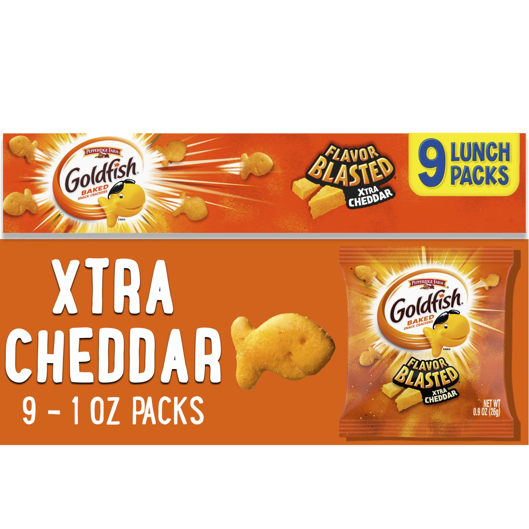 Goldfish Flavor Blasted Xtra Cheddar Cheese Crackers, Baked Snack