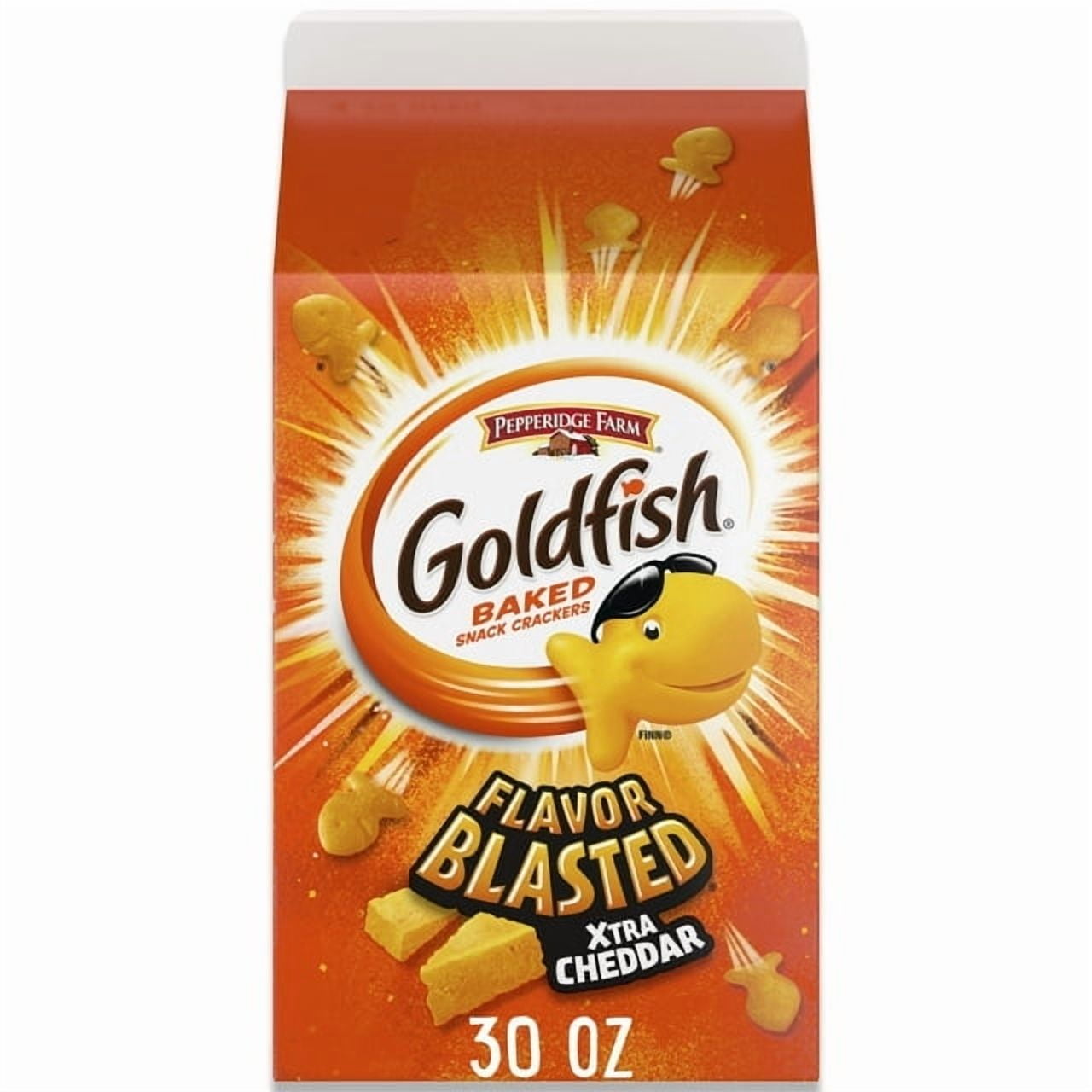 Goldfish Flavor Blasted Xtra Cheddar Cheese Crackers, Baked Snack Crackers, 30 oz Carton