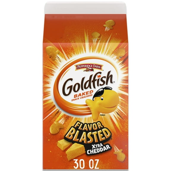 Goldfish Flavor Blasted Xtra Cheddar Cheese Crackers, Baked Snack Crackers, 30 oz Carton