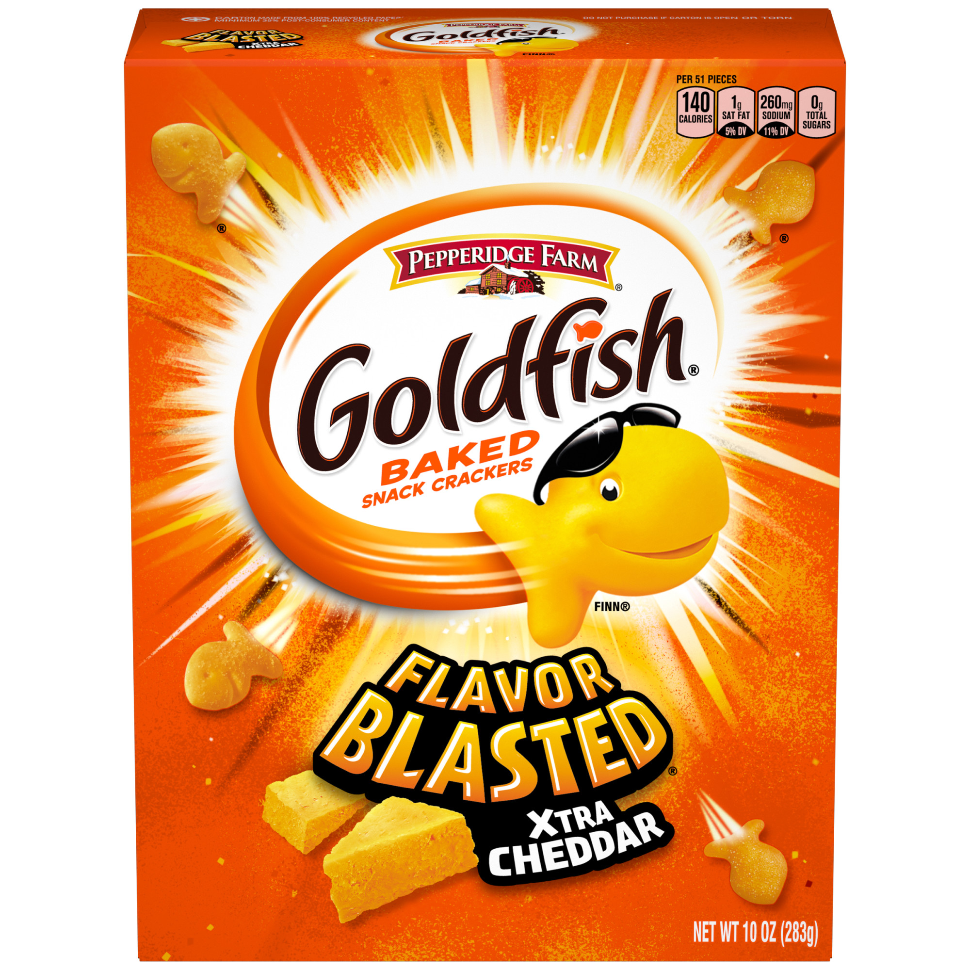 Goldfish Flavor Blasted Xtra Cheddar Snack Crackers, 10 oz box - image 1 of 12